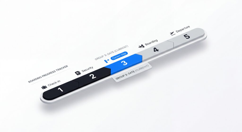 Step-by-step UX flow for airports: RPG quest structure applied to passenger journey design